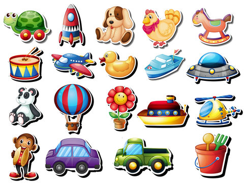 Stickers set with different toys