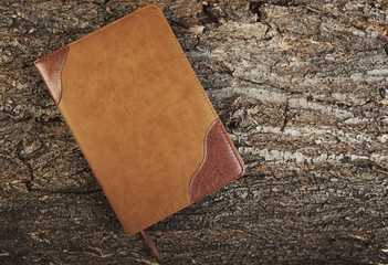 Diary on a wooden old background