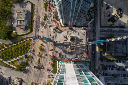 Aerial image of Construction site with cranes