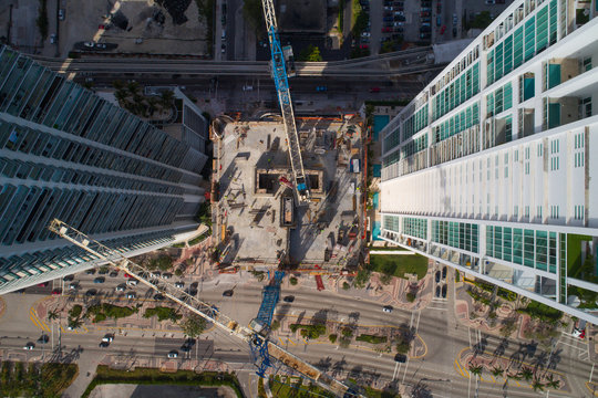 Aerial over a construction site