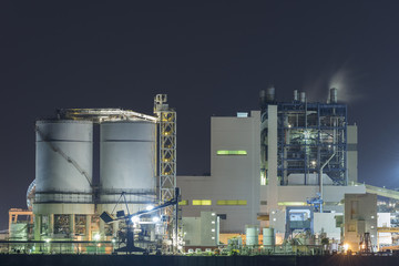 petrochemical factory at night