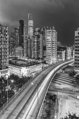 Busy traffic in Hong Kong city at night