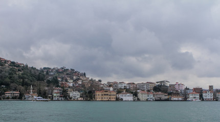 Fototapeta premium View of Istanbul and Bosphorus, Turkey. Sea front town houses