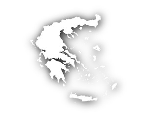 Karte von Griechenland mit Schatten