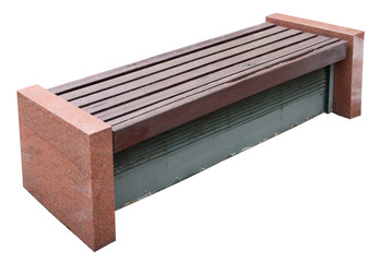 City street bench with granite sidewalls. Isolated