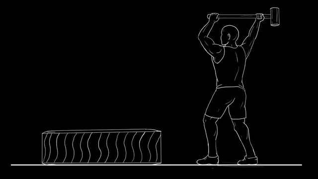 Fitness Athlete Hammer Workout 2D Animation