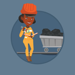 Miner checking documents vector illustration.