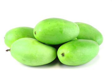 fresh green mango isolated on white background