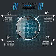 Glass 3D digital illustration Infographic.