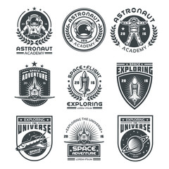 Set of icons of space. Elements of design, badges, logo and emblem on a white background. The concept of space travel © vectorpocket