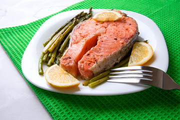 Steak of salmon