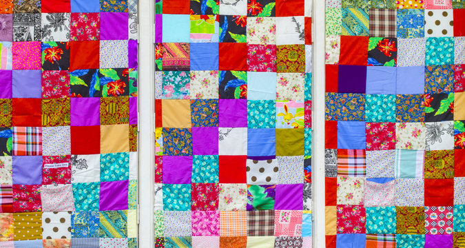 Background of colorful patchwork fabrics