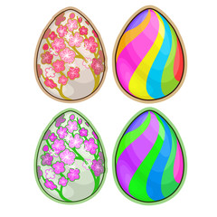 Easter eggs with floral and striped pattern