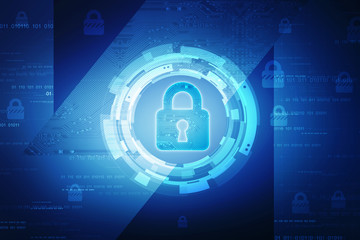 2d illustration Safety concept: Closed Padlock on digital background