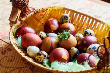 Easter eggs on the plate