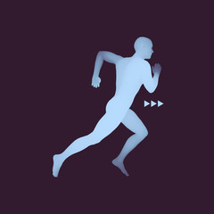 Fototapeta na wymiar 3d Running Man. Design for Sport. Vector Illustration. Human Body.