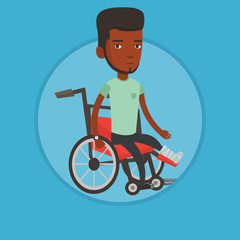 Fototapeta premium Man with broken leg sitting in wheelchair.