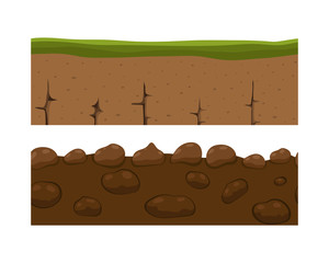 Cross section ground slice isolated some piece nature outdoor ecology underground and freestanding render garden natural geologist earth vector illustration.