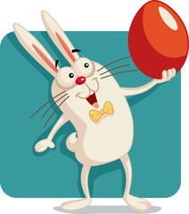 Obraz premium Happy Bunny Holding an Easter Egg Vector Cartoon