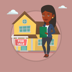 Real estate agent signing contract.