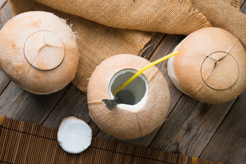 coconut drink top down view