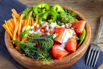 vegetable salad with buckwheat