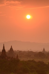 sunset at bagan, myanmar