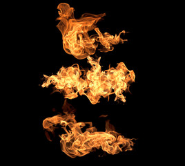 Fire flames on a black background