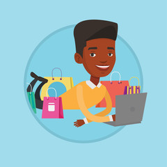 Man shopping online vector illustration.