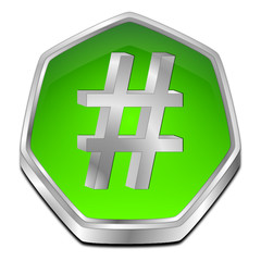 Fototapeta premium Hashtag Button - 3D illustration