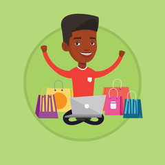 Man shopping online vector illustration.