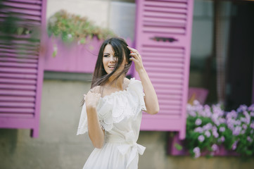 Fototapeta premium brunette in a dress