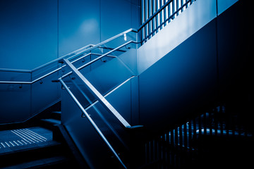 low angle view of  Staircase in blue tone.