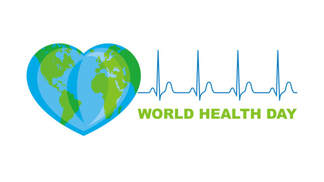 World Health Day concept with the image of planet Earth in the form of heart.