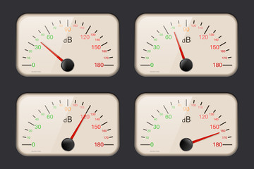 Naklejka premium Decibel meters on dark background