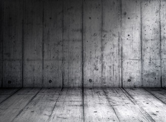 Empty grungy concrete room