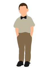 Vector, isolated, boy in a bow tie