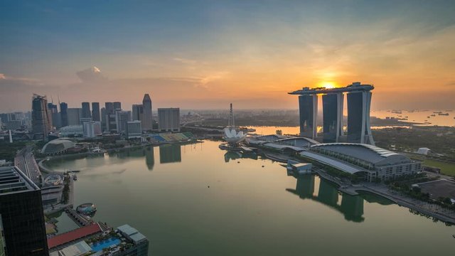 Singapore city skyline sunrise timelapse, Singapore, 4K Time lapse