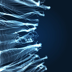 Wave Background. 3D Illustration with Dots. Network Design with Particle.