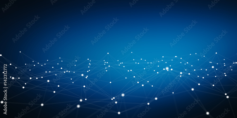 Aufkleber floating white and blue dot network 3d rendering