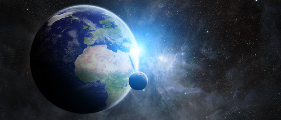 Naklejka na ściany i meble Planet Earth in space 3D rendering elements of this image furnished by NASA