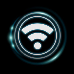 White and glowing blue wifi icon 3D rendering