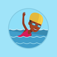 Woman swimming vector illustration.