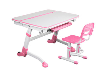 Pink school desk and pink chair