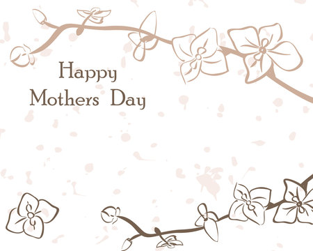 Card International Mother's Day in gentle tones. Postcard vector template. Design greeting with beautiful orchids.