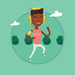 Man running with earphones and smartphone.