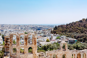 Fototapeta na wymiar Blick über Athen Herodestheater Odeon