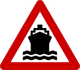 Warning sign with ship symbol