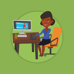 Designer using digital graphics tablet.