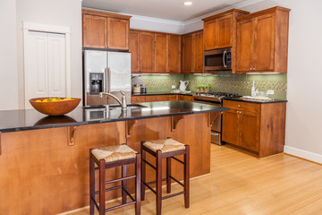wooden cabinets in modern kitchen